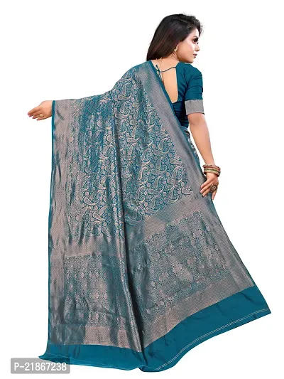 Elegant Litchi Silk Designer Banarasi Women Saree with Blouse Piece-thumb5