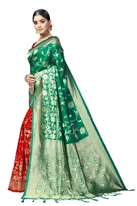 Fancy Silk Blend Saree With Blouse Piece For Women-thumb1