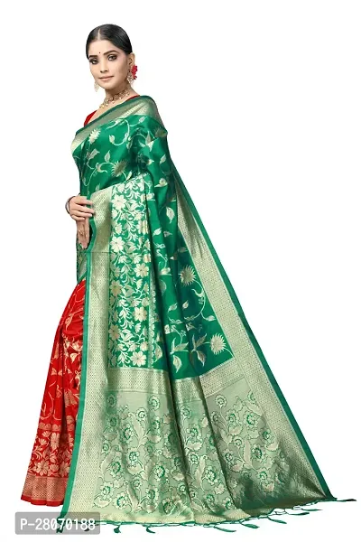 Fancy Silk Blend Saree With Blouse Piece For Women-thumb2