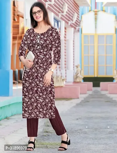 Stylish Maroon Khadi Cotton Kurta Bottom Set For Women-thumb0