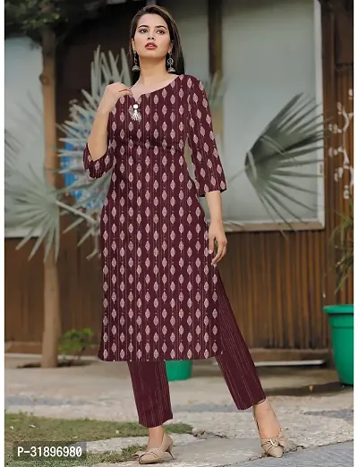 Stylish Maroon Khadi Cotton Kurta Bottom Set For Women-thumb0