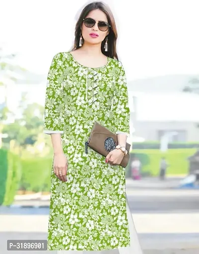 Stylish Green Khadi Cotton Kurta For Women-thumb0