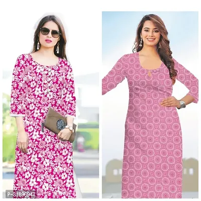 Stylish Pink Khadi Cotton Kurta For Women Combo Of 2-thumb0