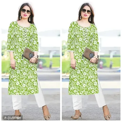 Stylish Green Khadi Cotton Kurta Bottom Set For Women Combo Of 2-thumb0