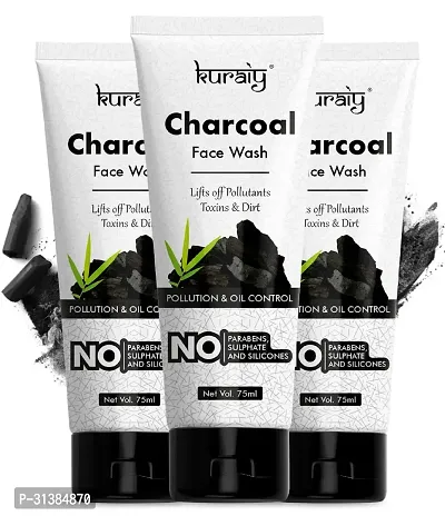 Charcoal Natural for Oil Control and Pollution Defense Face Wash  (75 Ml) Pack of 3-thumb0