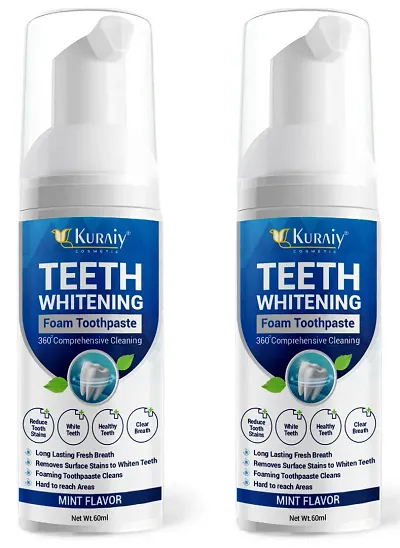 KURAIY New Stain Removal Teeth  Oral Hygiene Teeth Mousse Toothpaste  Foam Teethaid Mouthwash Mouth Wash PACK OF 2