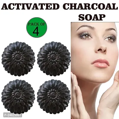 Kuraiy Activated Charcoal Deep Cleansing Bath Soap, 100g (Pack of 4)  (4x 100 g)-thumb0