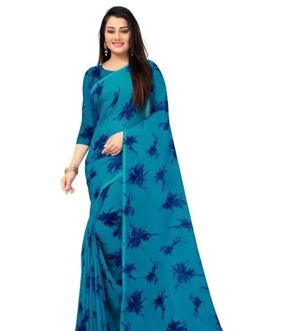 Fashionable Printed Georgette Saree with Blouse Piece