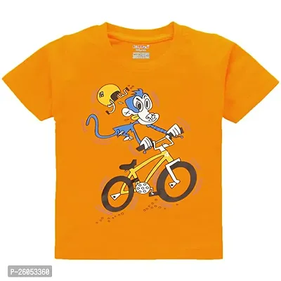 Stylish Orange Printed Cotton T-Shirt For Boys