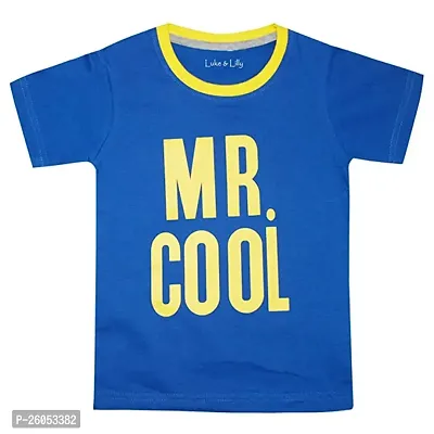 Stylish Blue Printed Cotton T-Shirt For Boys-thumb0