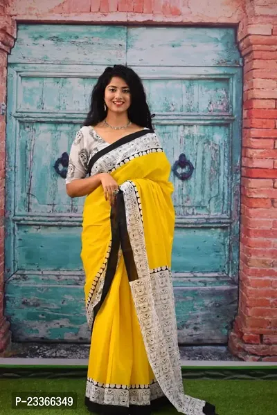 Beautiful Cotton Saree With Blouse Piece For Women-thumb4