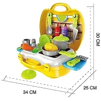 CARTBLISS Plastic Luxury Kitchen Set Cooking Toy with Briefcase  Accessories Pretend Play Toy Set for Girls, Role Play Kitchen Set Toy with Suitcase for Girls Kids 26pcs Kitchen Toy Gift Set for Girl-thumb1