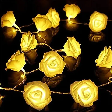 CARTBLISS White Rose Flower Decoration Lights Plug in Fairy String Lights Diwali Christmas Home Decoratve Lights (5 Meters, Warm White)