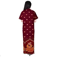 Elegant Maroon Cotton Printed Nighty For Women-thumb1