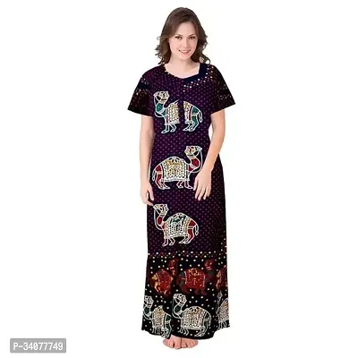 Elegant Multicoloured Cotton Printed Nighty For Women Pack of 1-thumb0