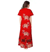 Elegant Red Cotton Printed Nighty For Women-thumb1