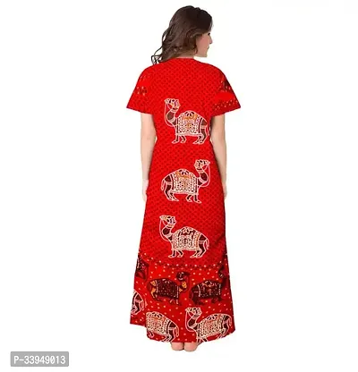 Elegant Red Cotton Printed Nighty For Women-thumb2