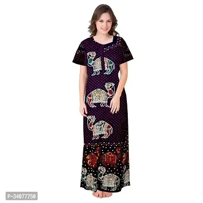 Elegant Multicoloured Cotton Printed Nighty For Women Pack of 1