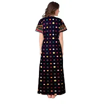 Elegant Black Cotton Printed Nighty For Women-thumb1