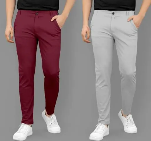 Stylish Polycotton Formal Trousers For Men - Pack Of 2
