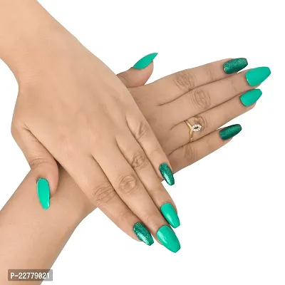 Glittery Green With Nail Tabs