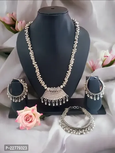 Hand Made Long Meenakari  3 Pc Necklace Set With Earrings
