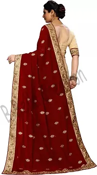 Stylish Maroon Georgette Saree With Blouse Piece For Women-thumb1