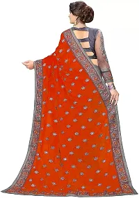 Stylish Red Georgette Saree With Blouse Piece For Women-thumb1