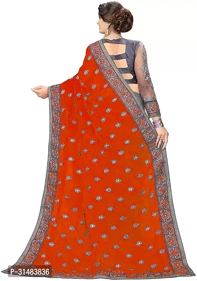 Stylish Red Georgette Saree With Blouse Piece For Women-thumb2