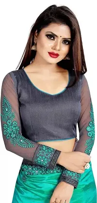 Stylish Green Georgette Saree With Blouse Piece For Women-thumb1