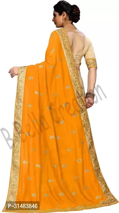 Stylish Yellow Georgette Saree With Blouse Piece For Women-thumb2