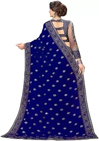 Stylish Blue Georgette Saree With Blouse Piece For Women-thumb1