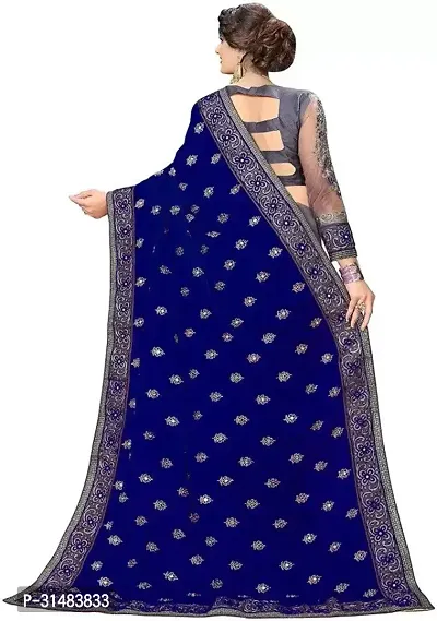 Stylish Blue Georgette Saree With Blouse Piece For Women-thumb2