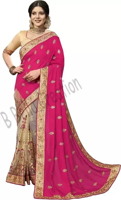 Stylish Georgette Saree With Blouse Piece For Women