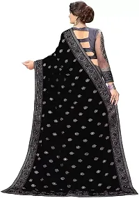 Stylish Black Georgette Saree With Blouse Piece For Women-thumb1