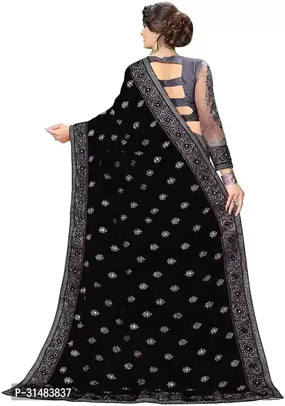 Stylish Black Georgette Saree With Blouse Piece For Women-thumb2