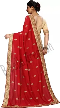 Stylish Red Georgette Saree With Blouse Piece For Women-thumb1