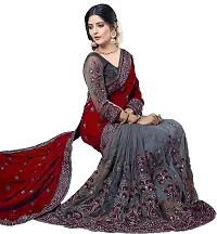 Stylish Maroon Georgette Saree With Blouse Piece For Women-thumb1