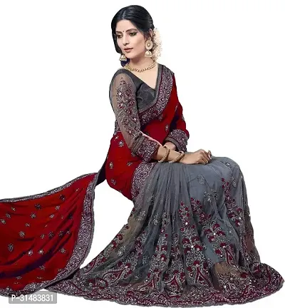 Stylish Maroon Georgette Saree With Blouse Piece For Women-thumb2