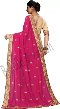 Stylish Pink Georgette Saree With Blouse Piece For Women-thumb1