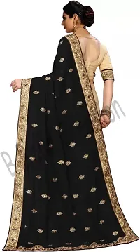 Stylish Black Georgette Saree With Blouse Piece For Women-thumb1