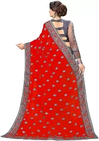 Stylish Red Georgette Saree With Blouse Piece For Women-thumb1