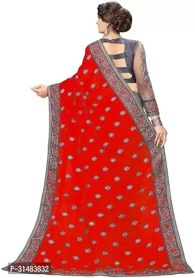 Stylish Red Georgette Saree With Blouse Piece For Women-thumb2