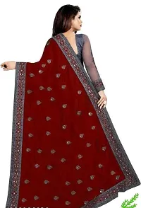 Stylish Maroon Georgette Saree With Blouse Piece For Women-thumb1