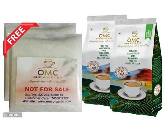 OMC Premium CTC Tea (250gm Pack Of 2) With Free Sugar (500gm) | 100% Pure Garden Fresh With Rich Aroma | Assam Tea | Strong Tea |