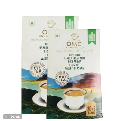 OMC Premium CTC Tea Box (Total 25 Tea Bags) (Pack Of 2) | 100% Pure Garden Fresh With Rich Aroma | Assam Tea | Strong Tea |