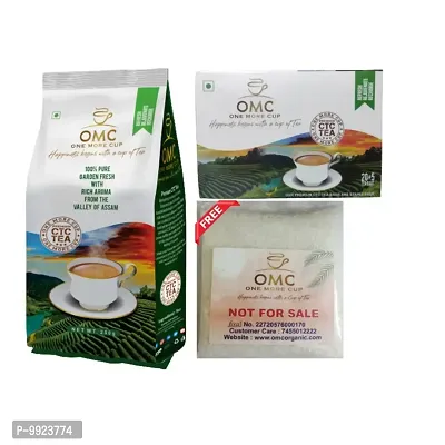 OMC Premium CTC Tea Box (Total 25 Tea Bags)  Premium CTC Tea (250gm) With Free Sugar (250gm) | 100% Pure Garden Fresh With Rich Aroma | Assam Tea | Strong Tea |-thumb0