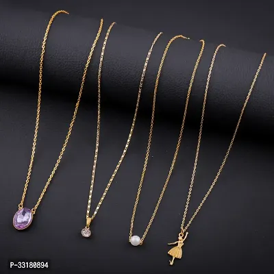 Stylish Golden Alloy Statement  Chains For Women Pack of 4