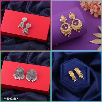 Delfa Combo Of 4 Earrings For Girls And Womens-thumb0