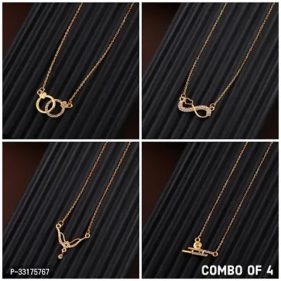 Stylish Golden Alloy Statement Chains For Women Pack Of 4-thumb0